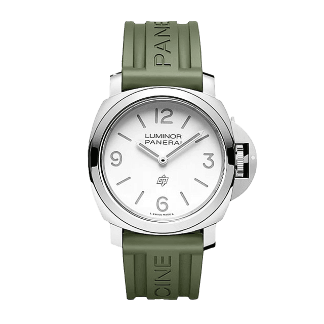 LUMINOR 44 LOGO P6000 STEEL LEATHER WHITE AA0149/1000