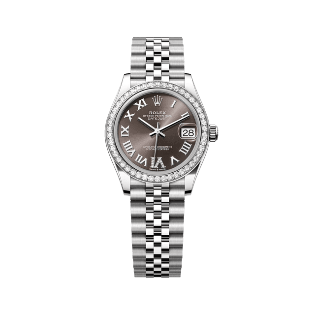 Datejust 31mm, st/wg, Grey VI diam dial, Diamond Bezel, Jubilee Bracelet