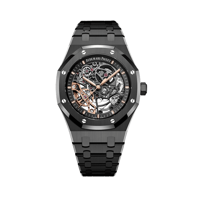 Royal Oak 41mm, Black Ceramic, Double Balance wheel Openwork dial, Bracelet