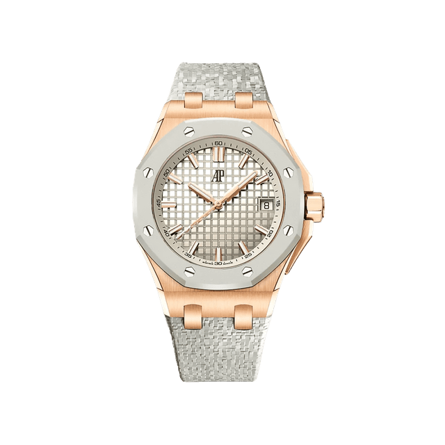 Royal Oak Offshore Lady 37mm, RG, Ivory dial, Gold/Rubber bezel, Grey Rubber Strap