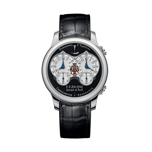 Chronometre a Resonance Black Label Cal 1520 PT, 42mm, Black Gold/White Dial, Black Croco Strap