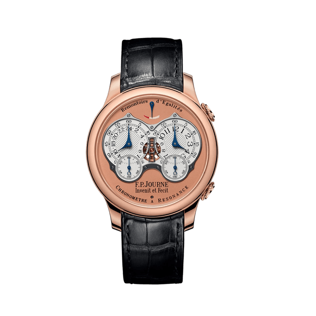 Chronometre a Resonance Cal 1520 RG, 40mm, Rose Gold/White Dial, Black Croco Strap