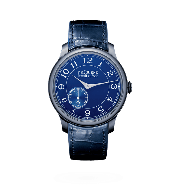 Chronometre Blue Tantalum, 39mm, Chrome Blue Dial, Blue Croco Strap