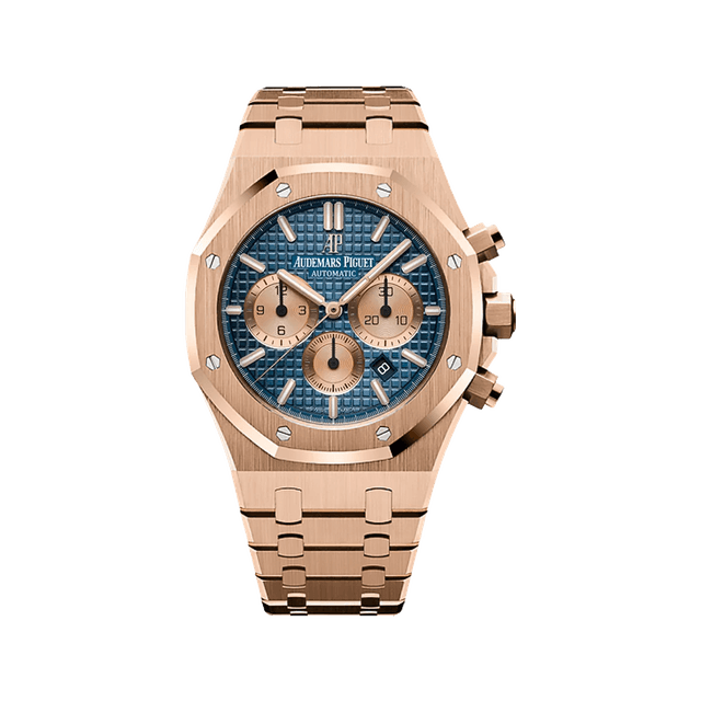 Royal Oak Chronograph 41mm, RG, Blue dial, Bracelet