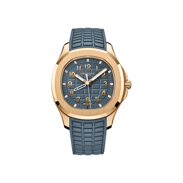 Aquanaut Lady 38.8mm, RG, Quartz Dualtime, Blue-grey dial, Blue-grey rubber