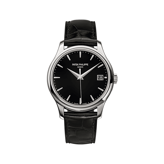Calatrava Automatic 39mm, WG, Lacquered Black Dial, Black Croco Strap