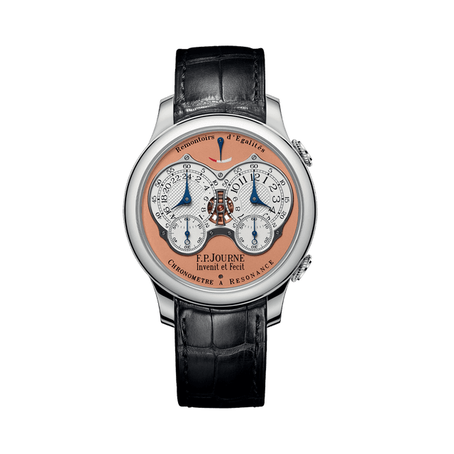 Chronometre a Resonance Cal 1520 PT, 40mm, Rose Gold/White Dial, Black Croco Strap