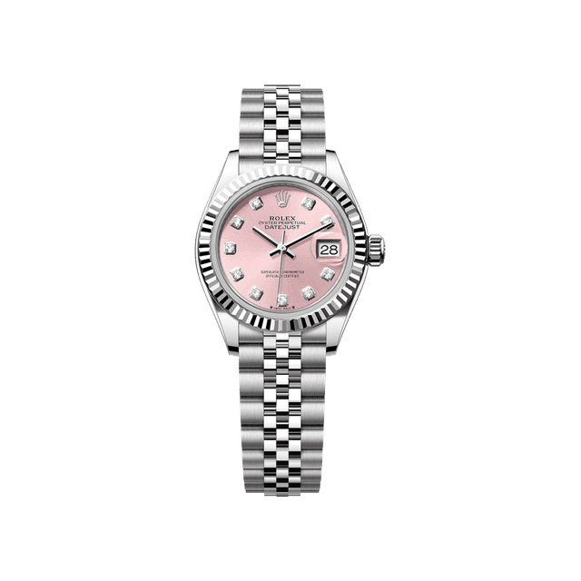 Datejust 28mm, st/wg, Pink 10rd dial, Jubilee Bracelet