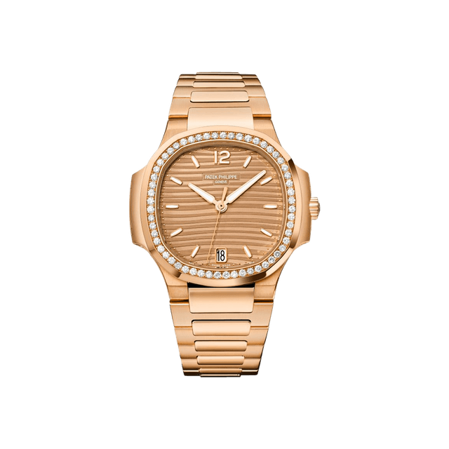Nautilus RG, 35.2mm, Gold Wave Dial, Diamond Bezel, Bracelet
