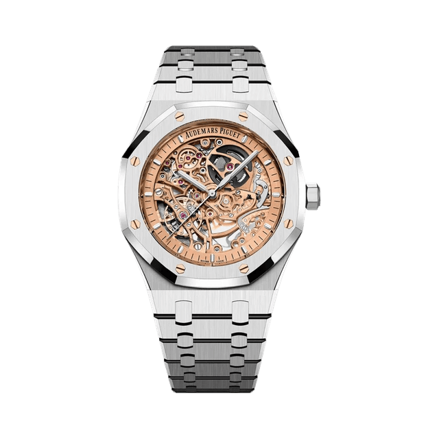 Royal Oak 41mm, Steel, Double Balance wheel Openwork Gold dial, Bracelet