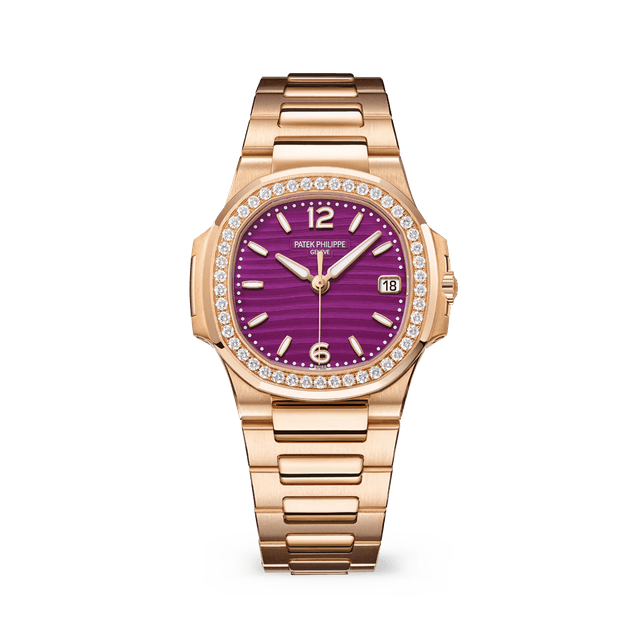 Nautilus Lady RG, 32mm, Purple Opaline Dial, Diamond Bezel, Bracelet