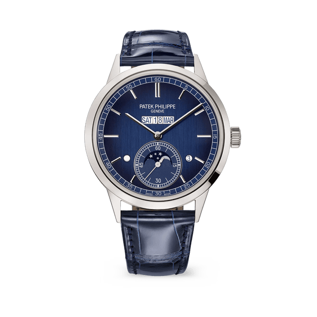 Grand Complications in-line Perpetual Calendar 41.3mm, PT, Blue dial, Blue Alligator Strap