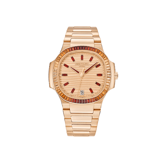 Nautilus RG, 35.2mm, Rose Wave 11 Spessartites Dial, Cognac Spessartites Bezel, Bracelet