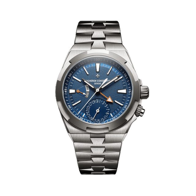 Overseas Dualtime 41mm, Titanium, Blue dial, Bracelet
