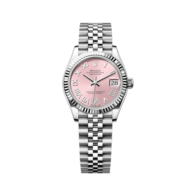 Datejust 31mm, st/wg, Pink VI diam dial, Jubilee Bracelet