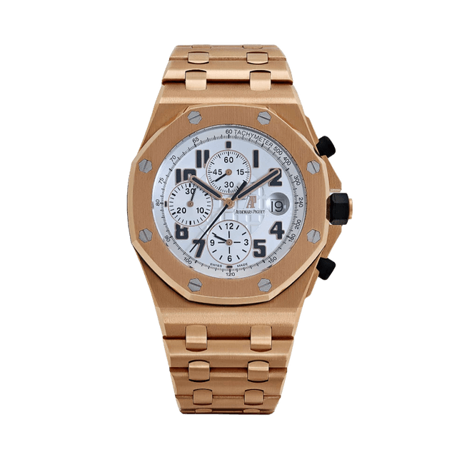 Royal Oak Offshore Chronograph 42mm, RG, Silver Arabic dial, Bracelet